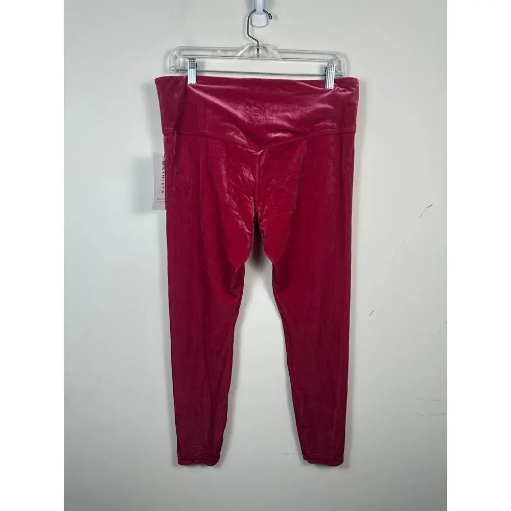 Athleta Elation Velvet Tight Women XL Raspberry NWT High Rise Leggings 511387‎